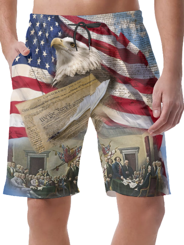 

Cotton Blends Pants, As picture, Men's shorts