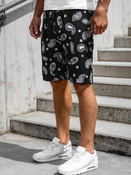 

Geometric Pants, Black, Men's shorts