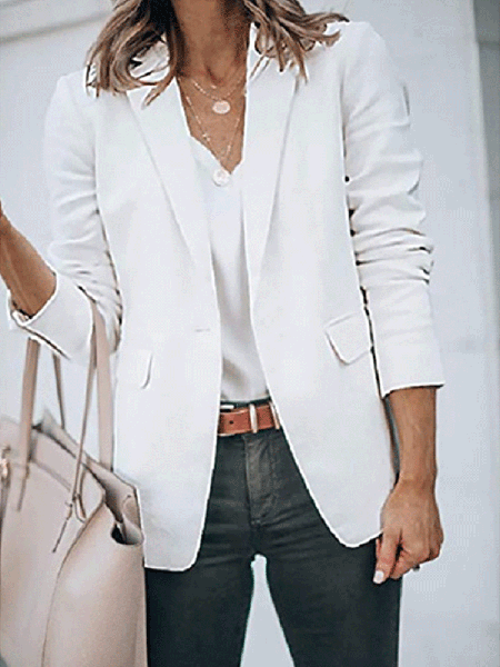 

Casual Regular Fit Solid Outerwear, White, Coats & Jackets