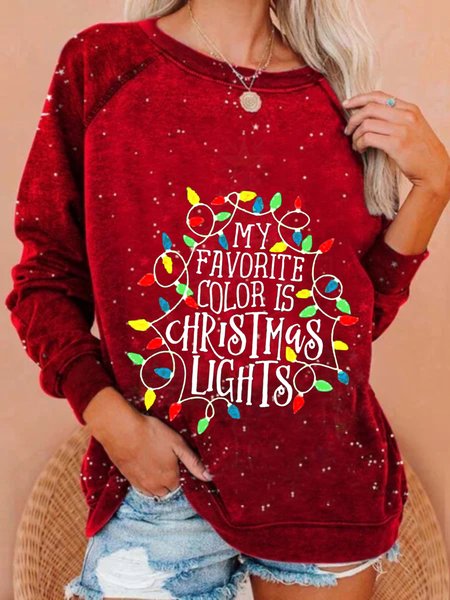 

Christmas Xmas Long Sleeve Round Neck Plus Size Printed Tops Sweatshirts, As picture, Hoodies & Sweatshirts