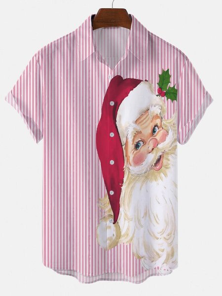 

Pink Santa Claus Men's Shirts, As picture, Shirts