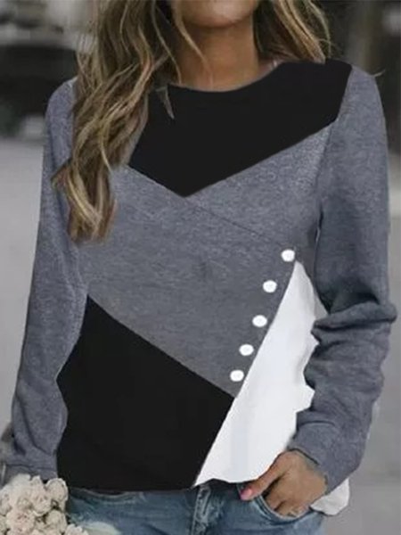 

Casual Loosen Crew Neck Geometric Sweatshirt, As picture, Hoodies & Sweatshirts