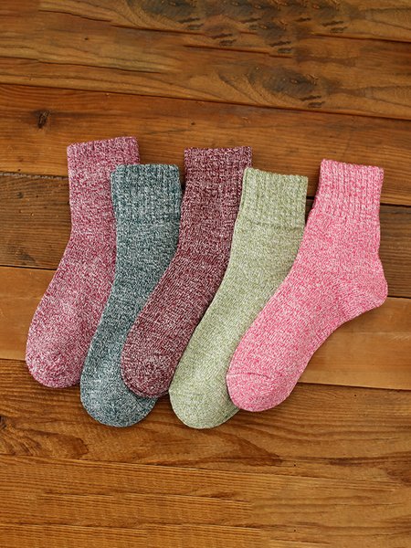 

5 Pairs Of Retro Thermal Suit Socks, As picture, Socks