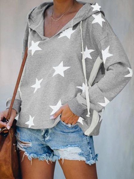 

Geometric Loosen Sweatshirt, Gray, Hoodies & Sweatshirts