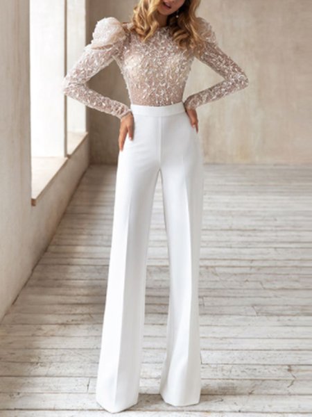 

Long Sleeve Solid Lady One-Piece, As picture, Jumpsuits