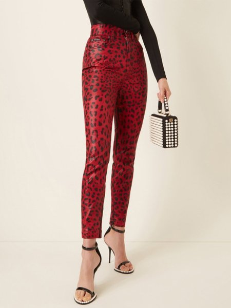 

Lady Leopard Skinny Pants, Red, Leggings