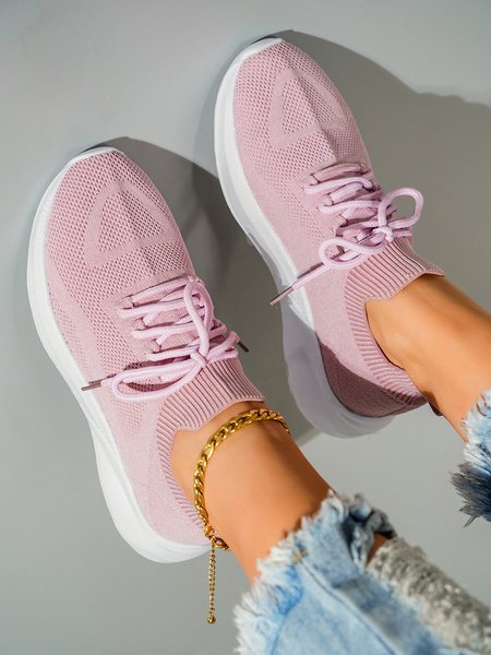 

Casual Candy-colored Fly Woven Sneakers, Pink, Athletic & Casual Shoes