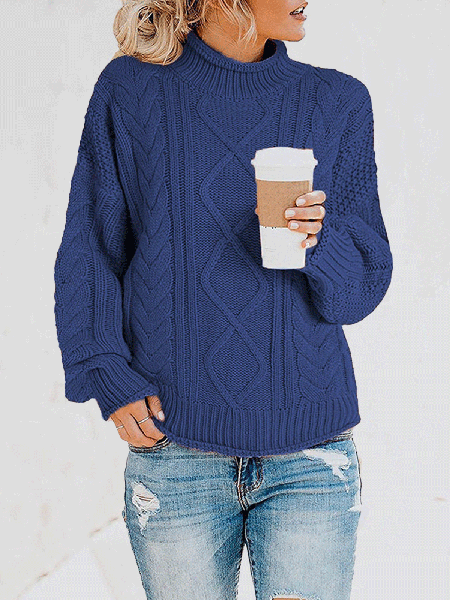 

Acrylic Casual Loosen Shirts & Tops, Deep blue, Tops