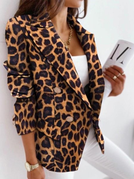 

Work Long Sleeve Regular Fit Outerwear, Leopard, Blazers