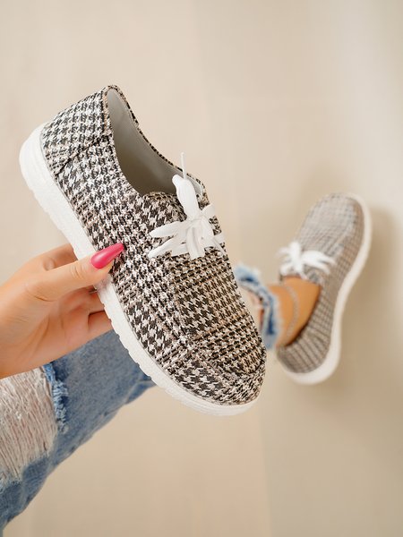 

Casual Houndstooth Sneakers, Golden, Athletic & Casual Shoes