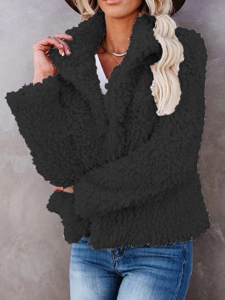

Loosen Casual Lapel Outerwear, Black, Coats & Jackets