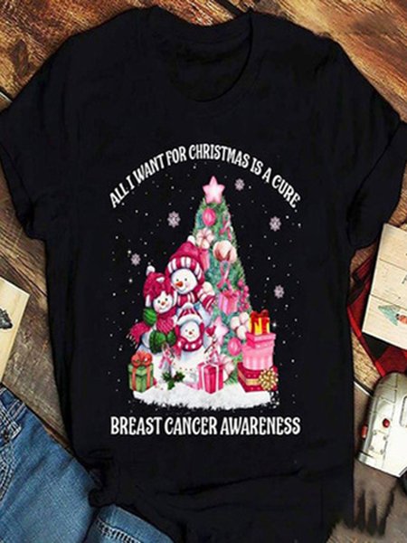 

Christmas Crew Neck Casual Loosen Shirts & Tops, Black, Tees & T-shirts