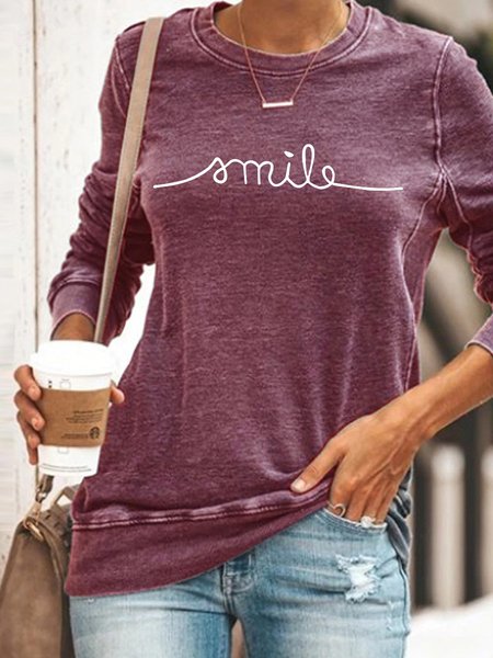 

Smile Casual Sweatshirt, Purple, Hoodies&Sweatshirts