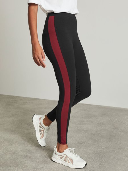 

Christmas Skinny Patchwork Pants, Black-red, leggings