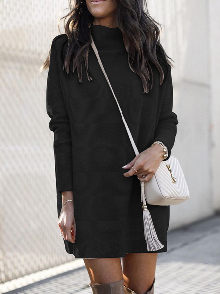 

Nozioni di base elegante vestiti insieme a Collo alto, Nero, Mini Dresses