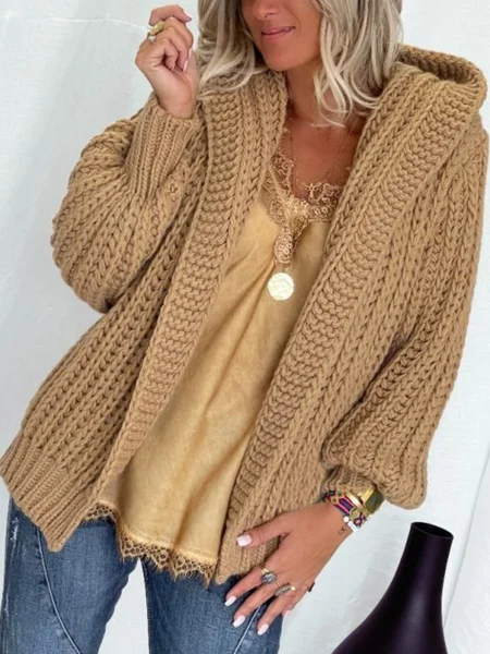 

Casual Long Sleeve Plus Size Cardigan, As picture, Cardigans