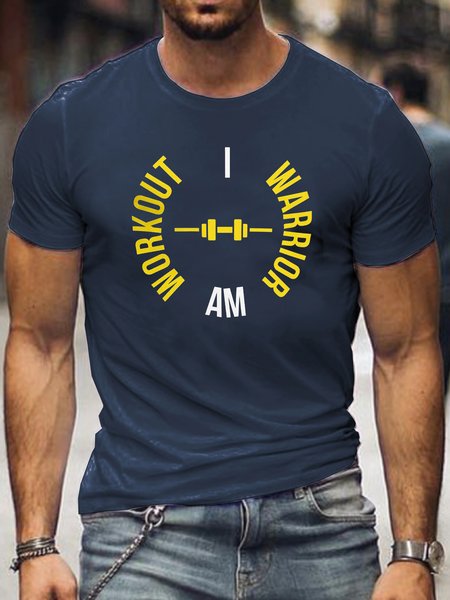 

Casual I Am Workout Warrior Print T-shirt, Purplish blue, T-shirts