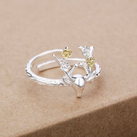 

Christmas Casual Household Daily Vintage Zircon Animal Rings, White, Rings