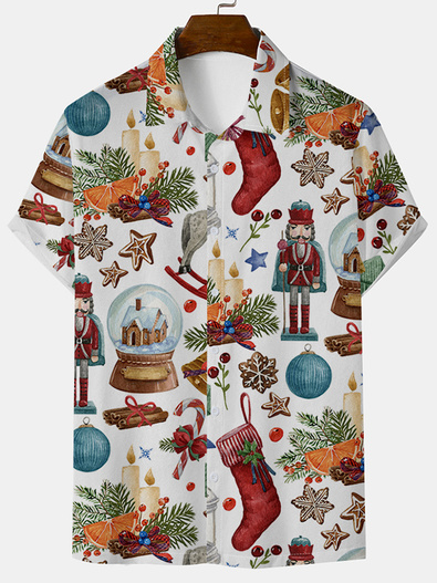 

Vintage Short Sleeve Christmas Shirts & Tops, Green, Men's Floral shirt