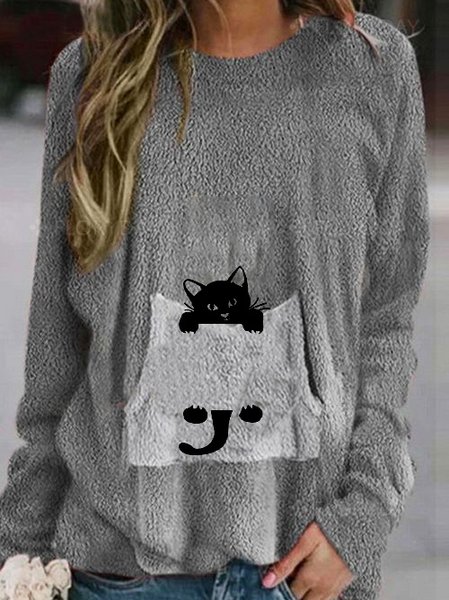 

Crew Neck Loosen Sweatshirt, Gray, Hoodies & Sweatshirts