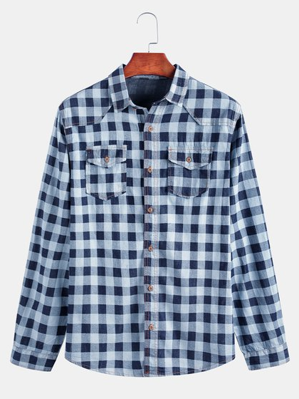 

Work Long Sleeve Men's Basic Shirt, Grey-blue, Men's basic shirt