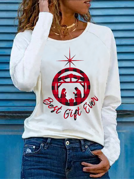 

Natale Lettera Girocollo Top, Colore 2, Blouses & Shirts