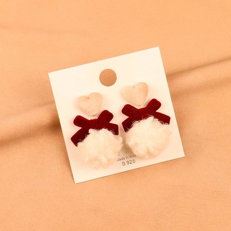 

Christmas hairball bow Red Earrings, Earrings