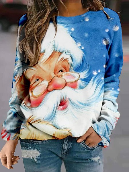 Loosen Sweatshirt, Blue, Hoodies & Sweatshirts