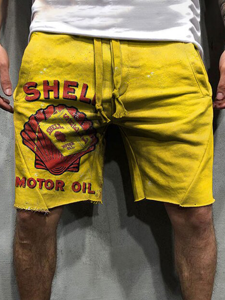 

Letter Pants, Yellow, Men's shorts