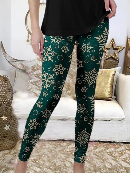 

Vintage Geometric Printed Skinny Skinny Pants, Green, Leggings