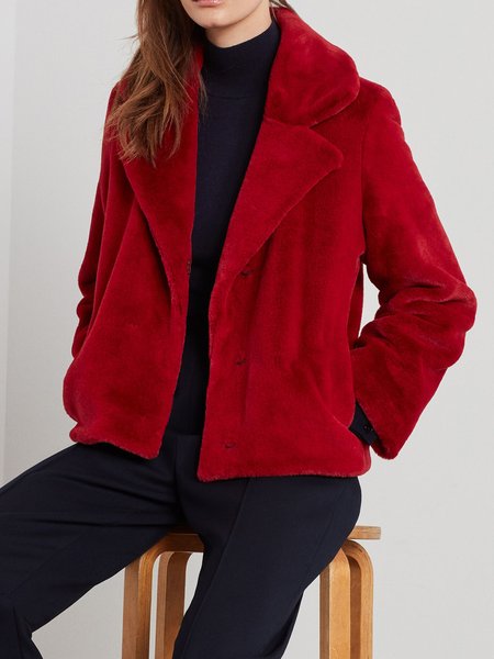 

Lady Long Sleeve Loosen Solid Outerwear, Red, Jackets
