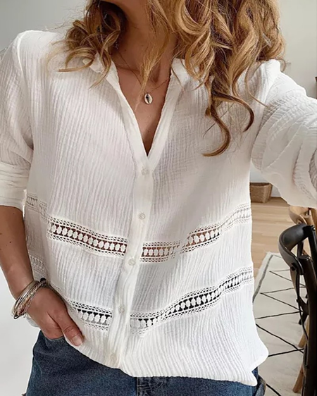 

Plain Shirt Collar Blouse, White, Blouses & Shirts
