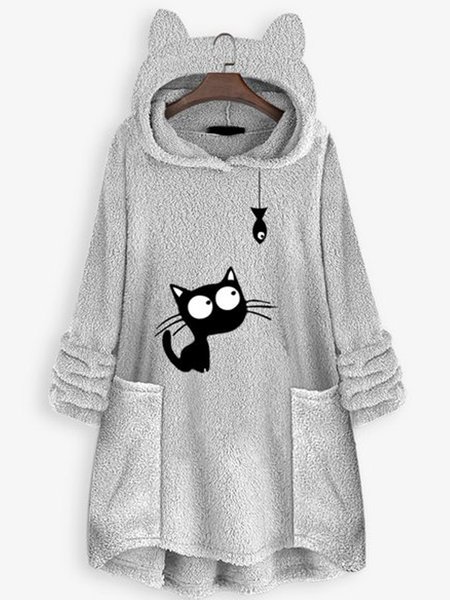 

Hooded Casual Animal Sweatshirt, Gray, Hoodies & Sweatshirts