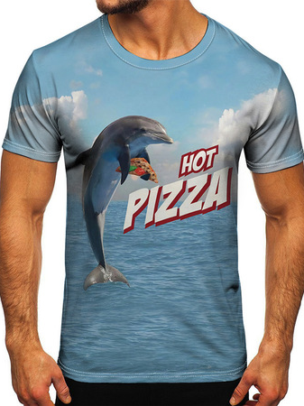 

Crew Neck Short Sleeve Casual T-shirt, Blue, Men's t-shirts