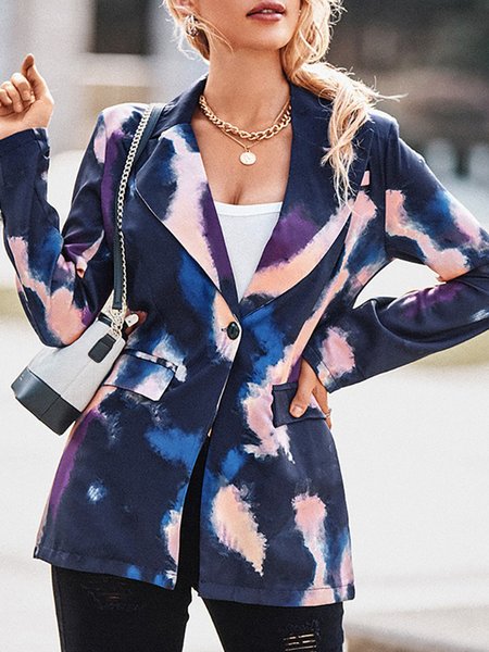 

Vintage Casual Regular Fit Vintage Ombre Outerwear, Blue, Blazers