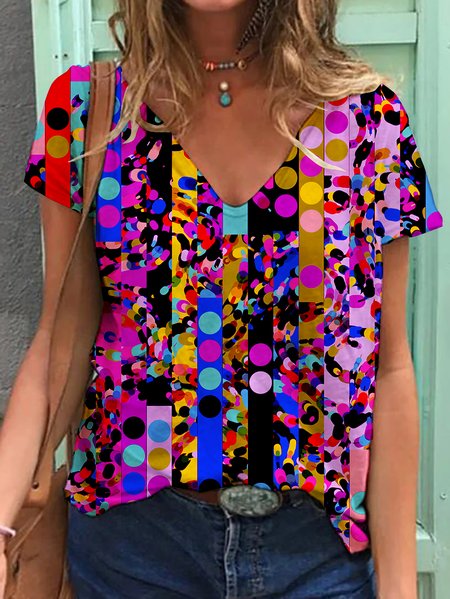 

Polka Dot Abstract Painting T-shirt, Multicolor, T-shirts