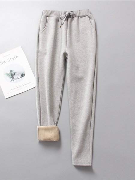 

Winter loose increase plus fertilizer plus velvet thick Harlan warm pants Pants, Light gray, Pants