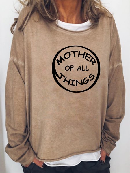 

Casual Mother Of All Thing Print Sweatshirt, Light brown, Hoodies&Sweatshirts
