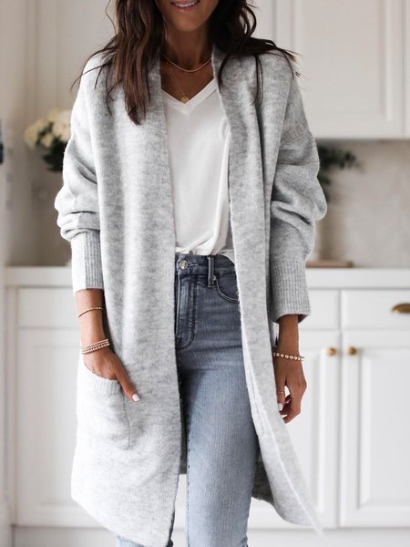 

Simple Outerwear, Gray, Cardigans