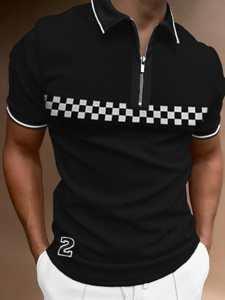 

Vacation Printed Lapel Shirts & Tops, Black, Men's t-shirts