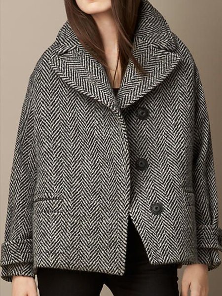

Elegant Long sleeve Lapel Regular fit Outerwear, As picture, Jackets