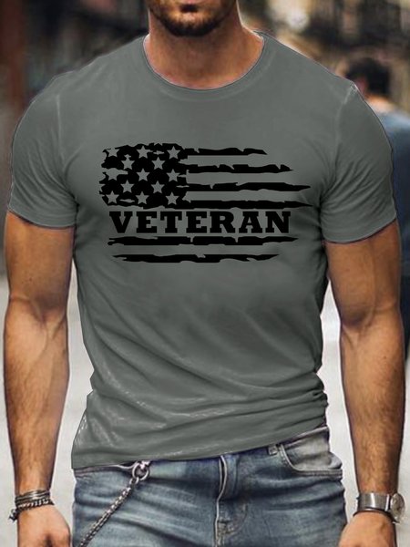 

Casual Veterans Day Printed Short sleeve T-shirt, Deep gray, T-shirts