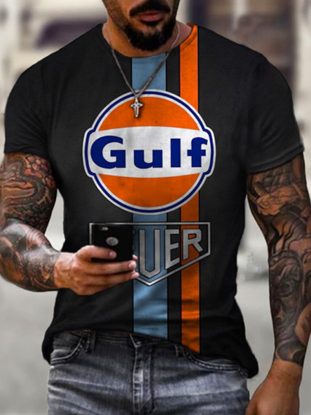 

Crew Neck Short Sleeve Shirts & Tops, As picture, Men's t-shirts