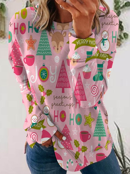 

Pink Christmas Women's Sweatshirt, As picture, Hoodies&Sweatshirts