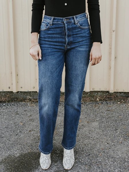 

Plain Loosen Denim Pants, Blue, Pants