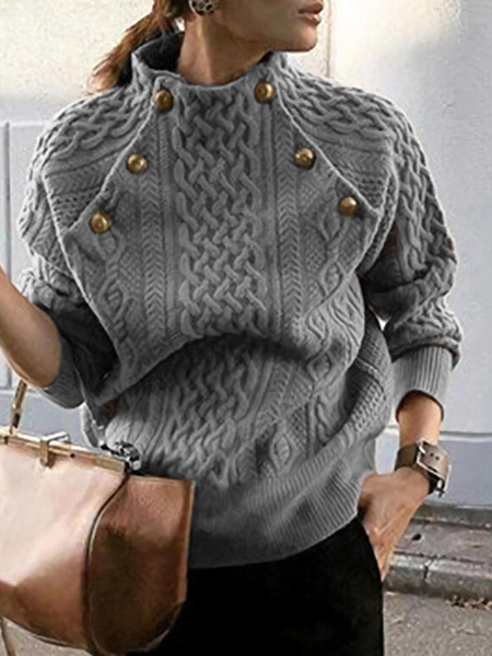 

alto Collo Elegante Inverno Maglione, Grigio, Sweater