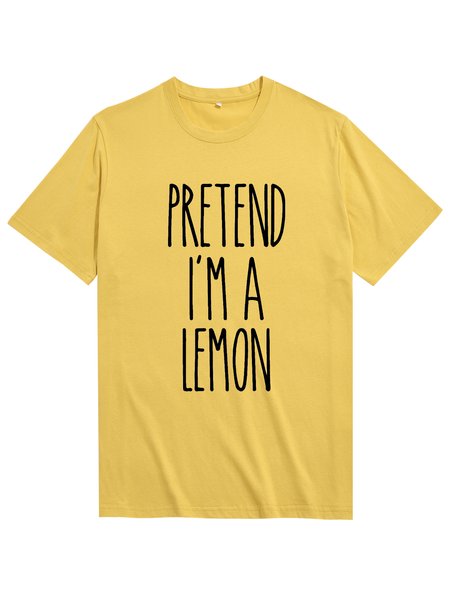 

Unocis Letter Print Crew Neck Short Sleeve T-shirt, Yellow, T-shirts