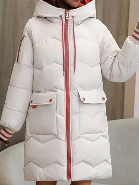 

Off White Color Block Hooded Statement Outerwear, Outerwear