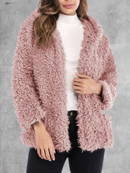 

Casuale Tinta unita cappuccio Giubbotto, Rosa, Coats & Jackets