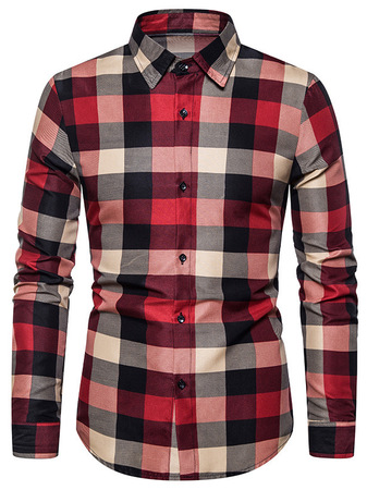 

Men's Basic Check Shirt, Wine red, Shirt